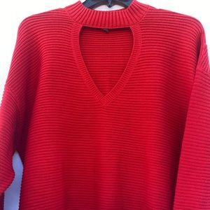 Red Keyhole Sweater